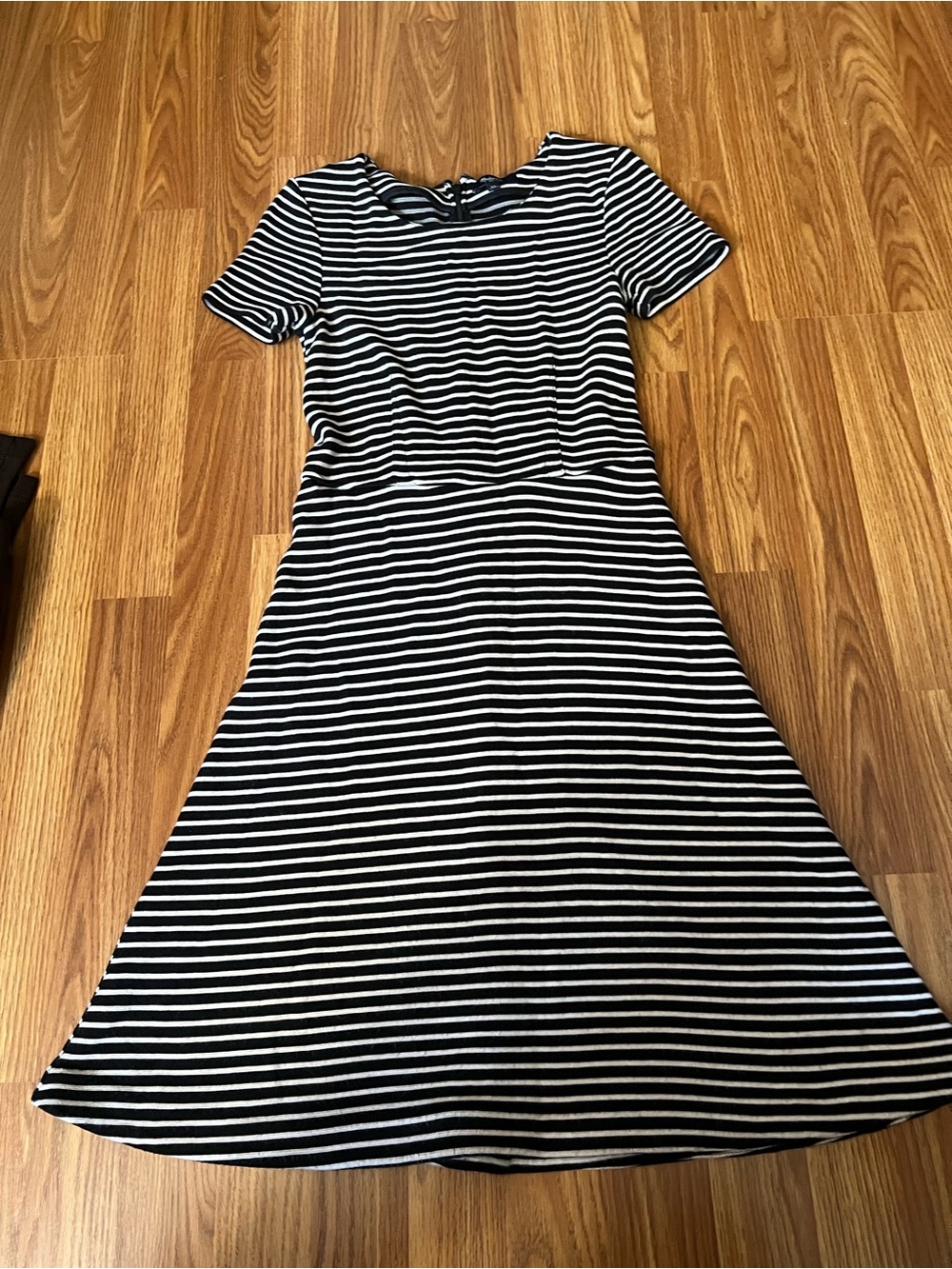 Madewell Black and White Striped Midi Dress